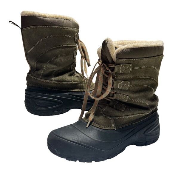 Magellan Suede Leather Boots Big Boys Size 5D 3M Thinsulate Green‎ & Black Shoes - Picture 9 of 11